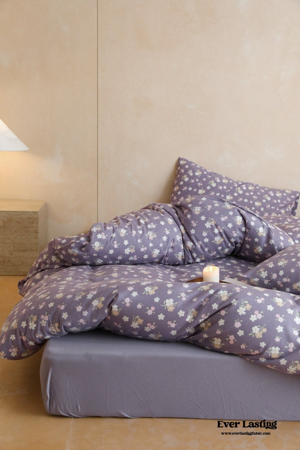 Jersey Knit Cotton Floral Bedding Set / Pink