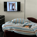 Jersey Knit Retro Stripe Bedding Set / Blue + Burgundy