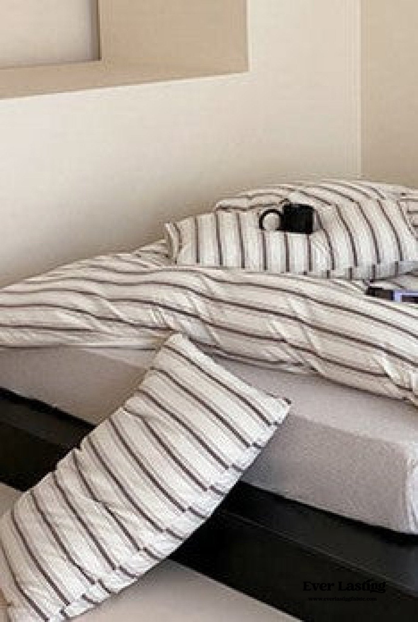 Jersey Knit Stripe Bedding Set / White Pink