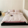 Jersey Knit Stripe Bedding Set / White Pink