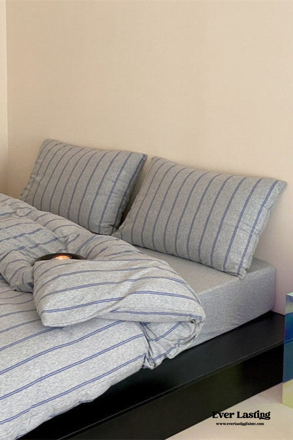 Jersey Knit Stripe Bedding Set / White Pink
