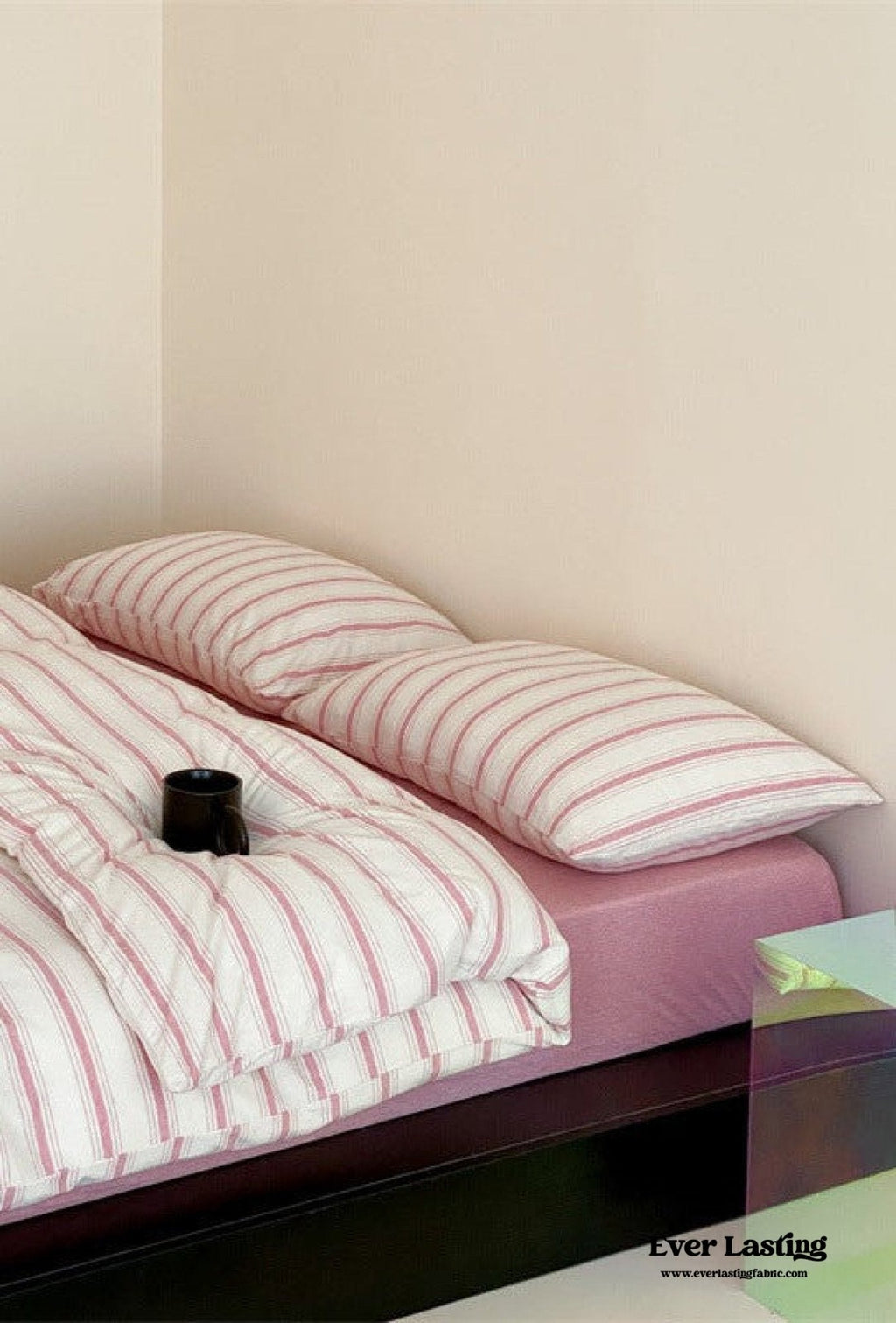 Jersey Knit Stripe Bedding Set / White Pink