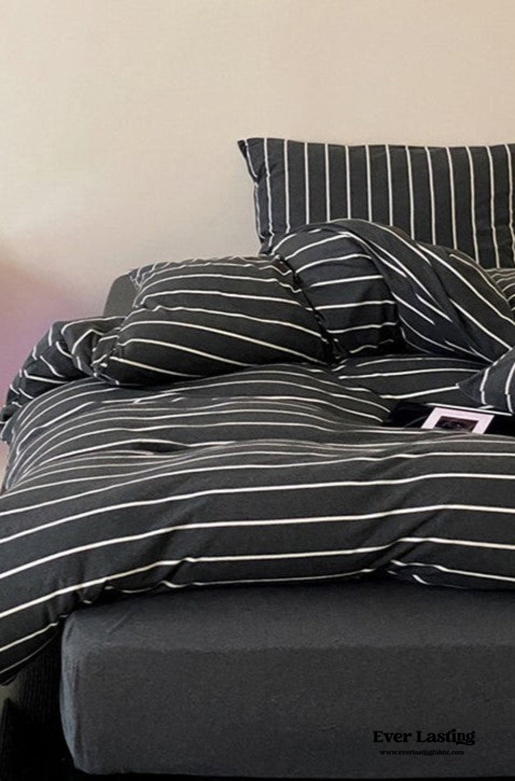 Jersey Knit Stripe Bedding Set / White Pink