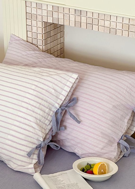 Josie Bow Tied Stripe Pillowcases / Blue