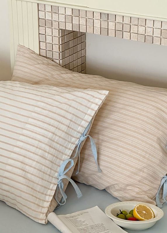 Josie Bow Tied Stripe Pillowcases / Purple