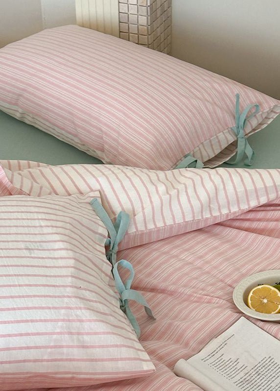 Josie Bow Tied Stripe Pillowcases / Blue