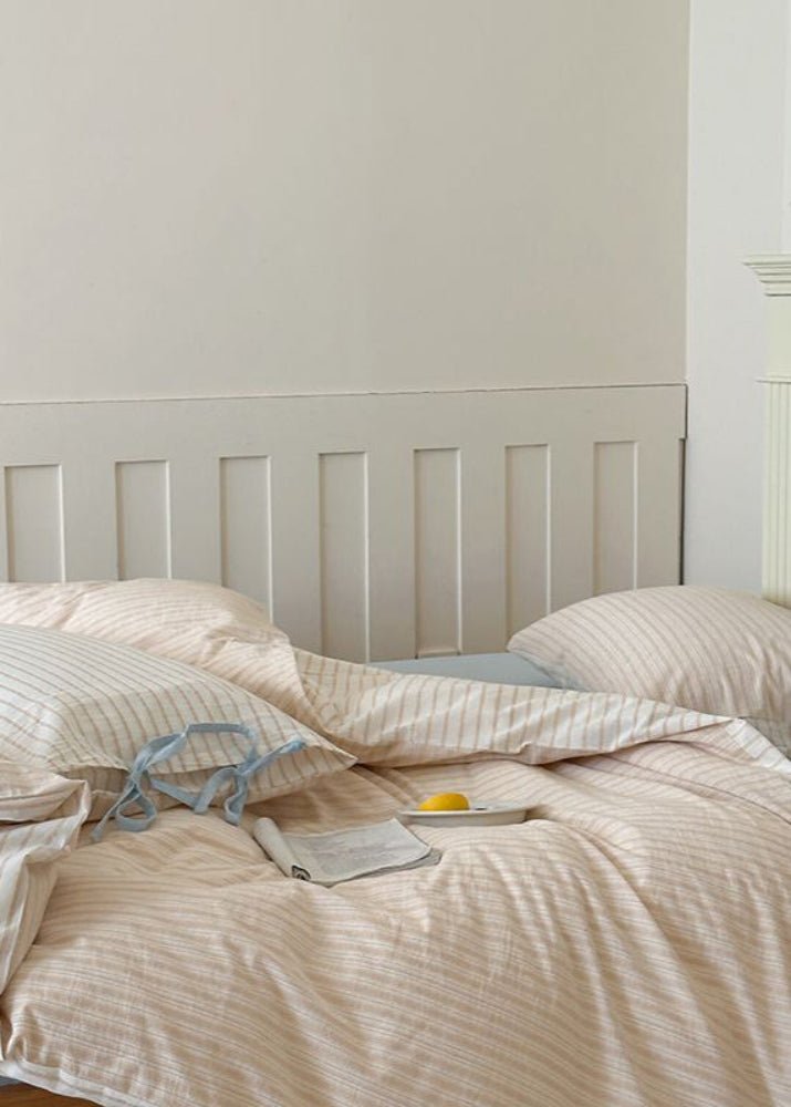 Josie Bow Tied Striped Bedding Set / Green
