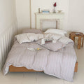 Josie Bow Tied Striped Bedding Set / Gray