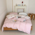 Josie Bow Tied Striped Bedding Set / Pink