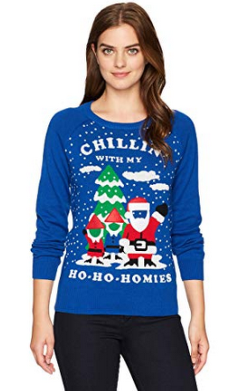 Hybrid Apparel Womens Ho Homies Selfie Holiday Sweater