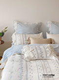 Embroidered Large Blue Ruffle Square Pillowcase