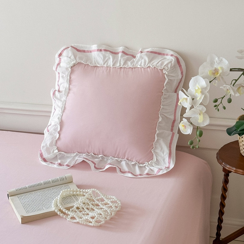 Large Pink Ruffle Square Pillowcase