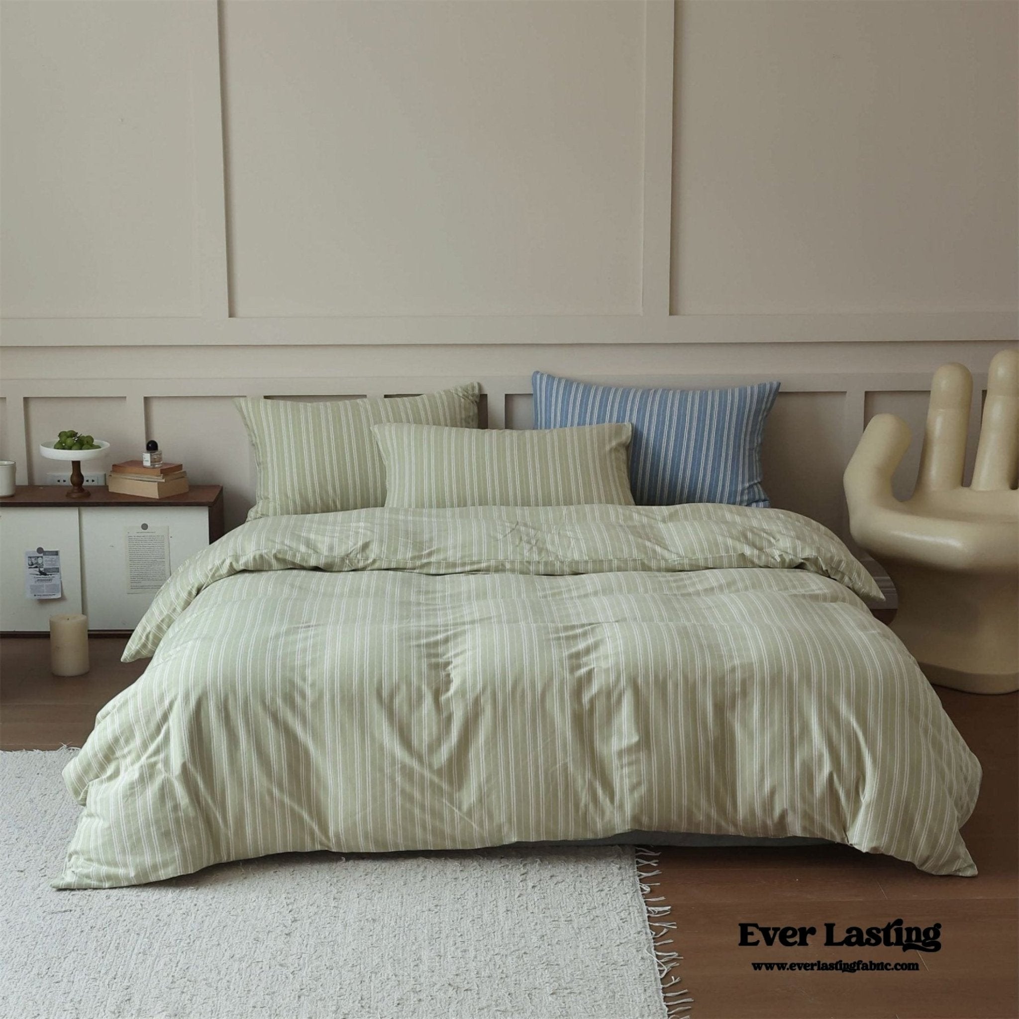 Leo Striped Jersey Knit Cotton Bedding Set / Blue