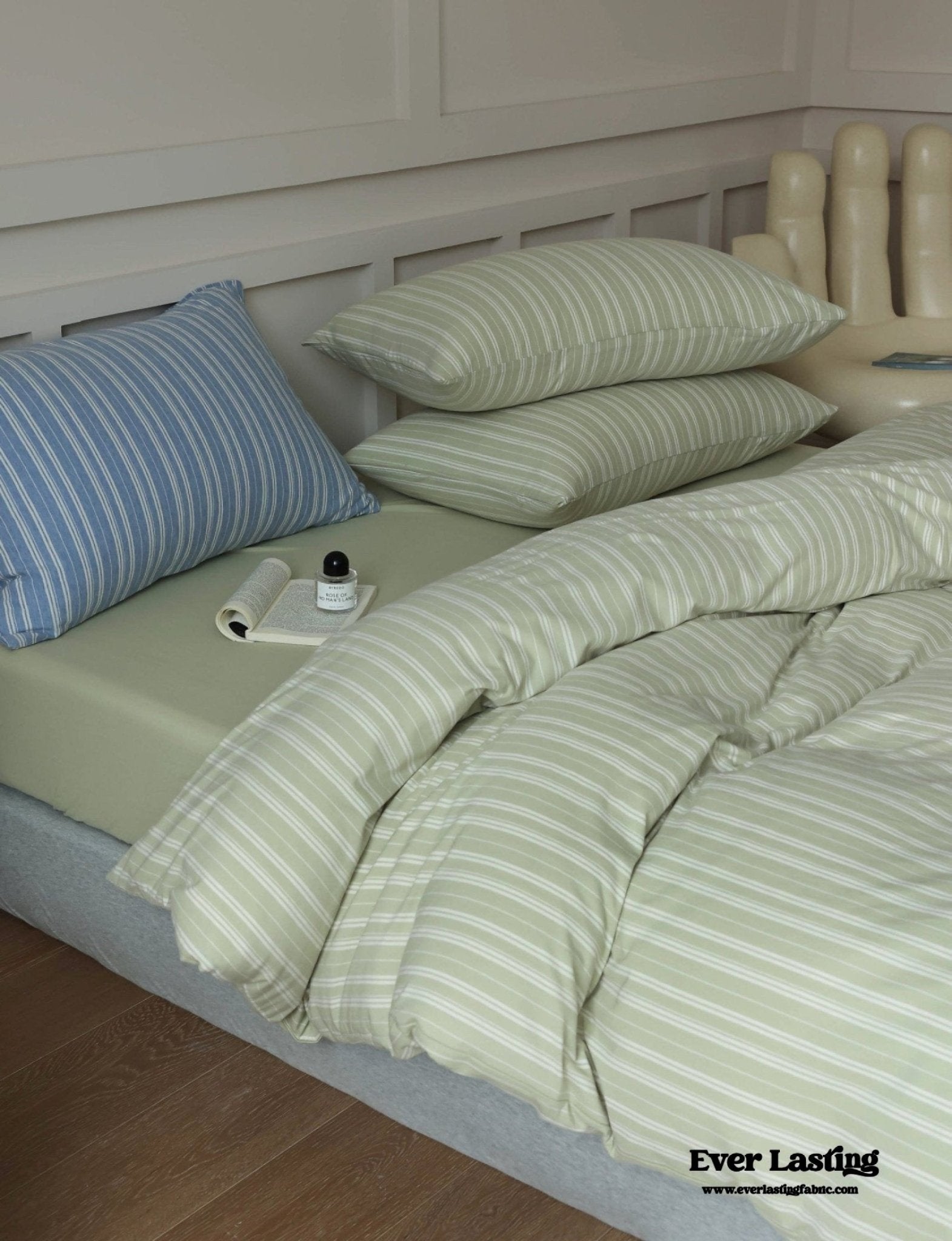 Leo Striped Jersey Knit Cotton Bedding Set / Blue