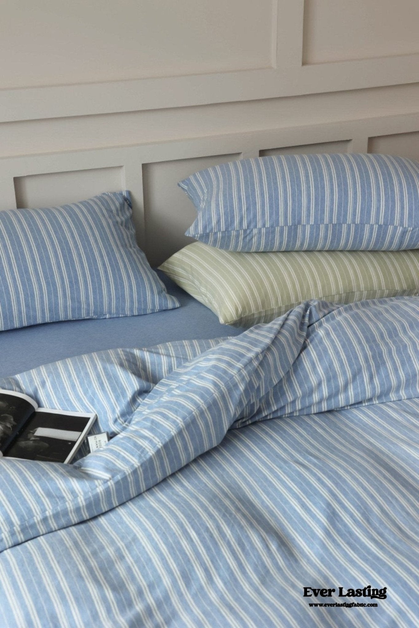 Leo Striped Jersey Knit Cotton Bedding Set / Blue