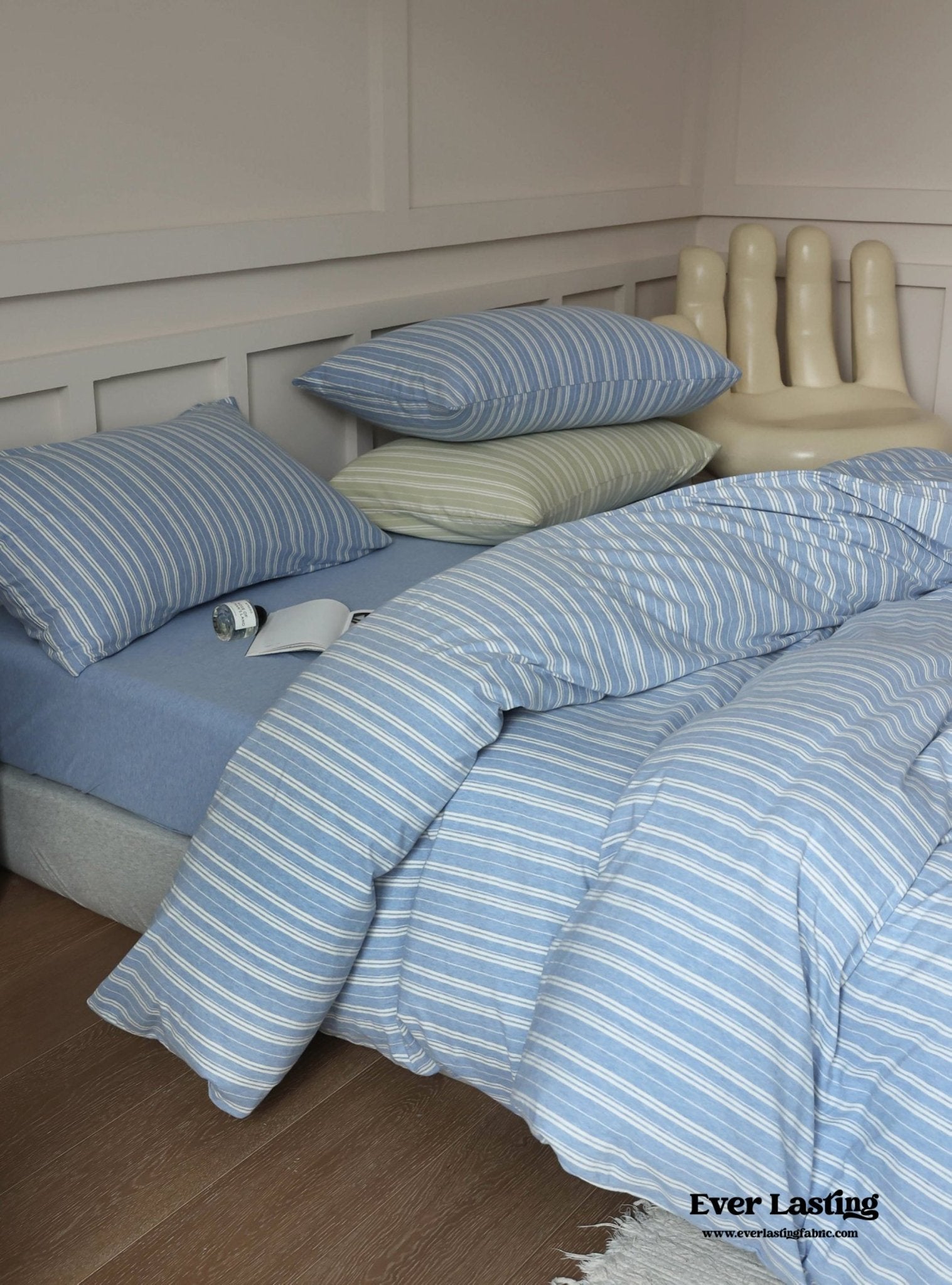 Leo Striped Jersey Knit Cotton Bedding Set / Green