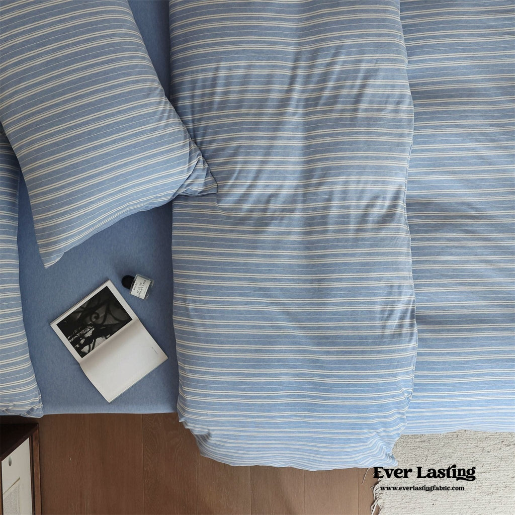 Leo Striped Jersey Knit Cotton Bedding Set / Green