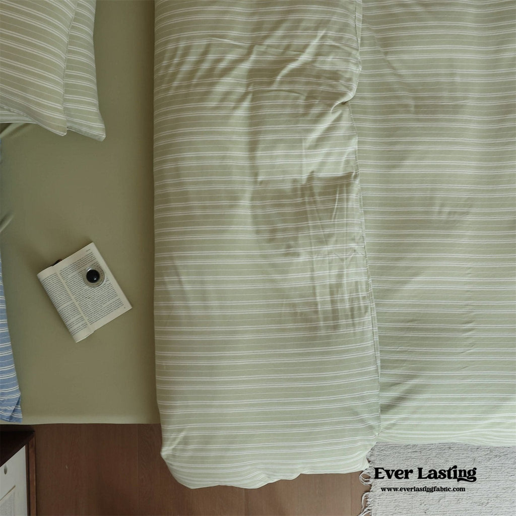 Leo Striped Jersey Knit Cotton Bedding Set / Green