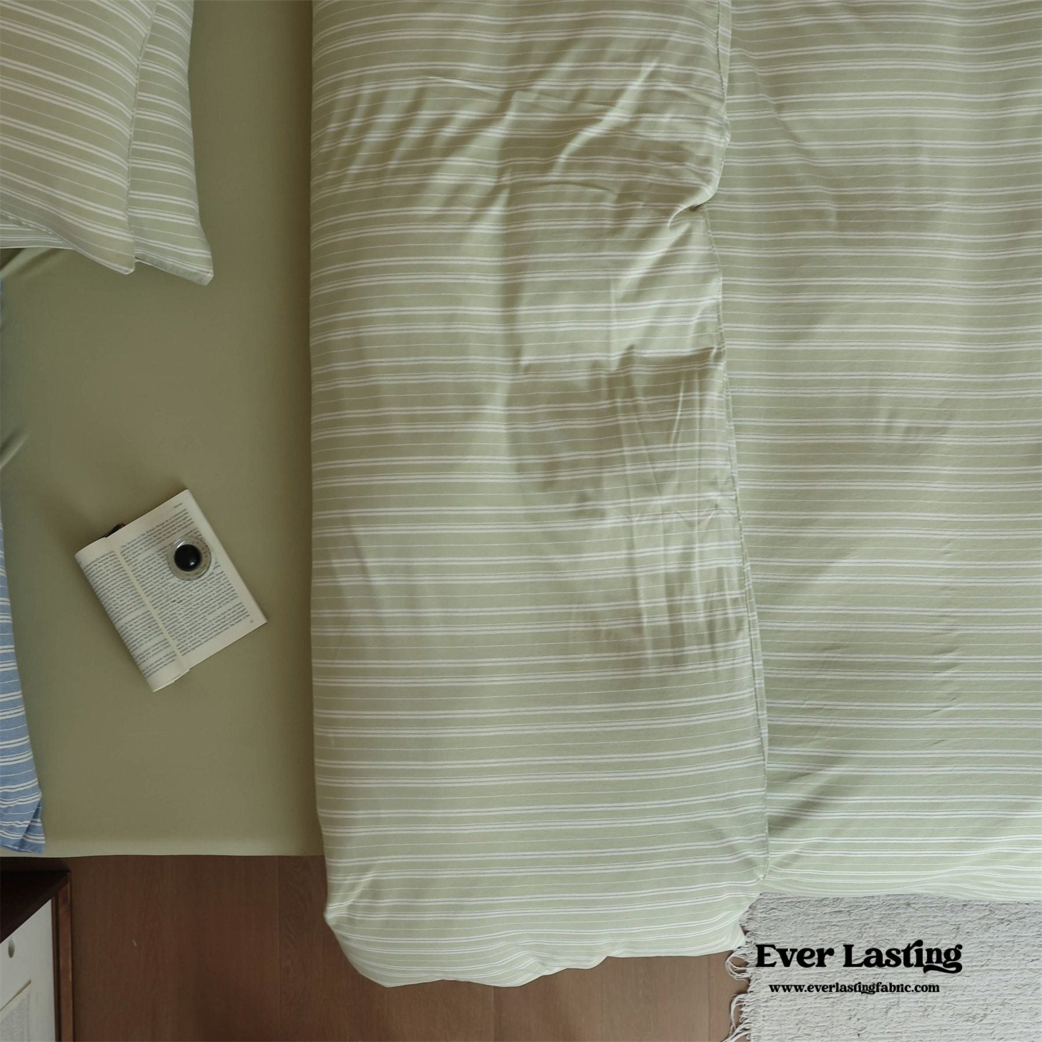 Leo Striped Jersey Knit Cotton Bedding Set / Green