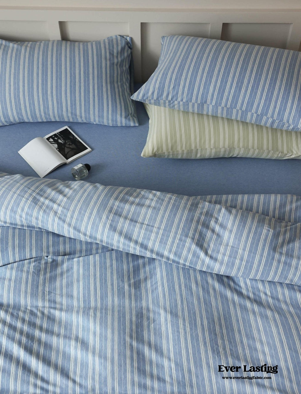 Leo Striped Jersey Knit Cotton Bedding Set / Green