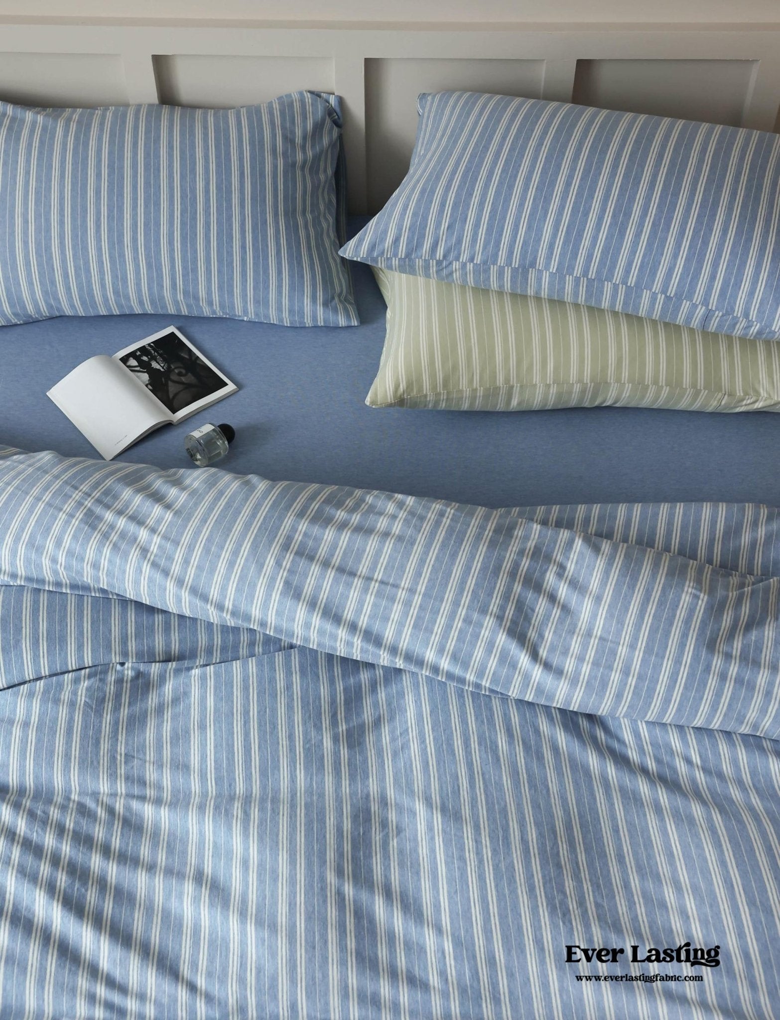 Leo Striped Jersey Knit Cotton Bedding Set / Green
