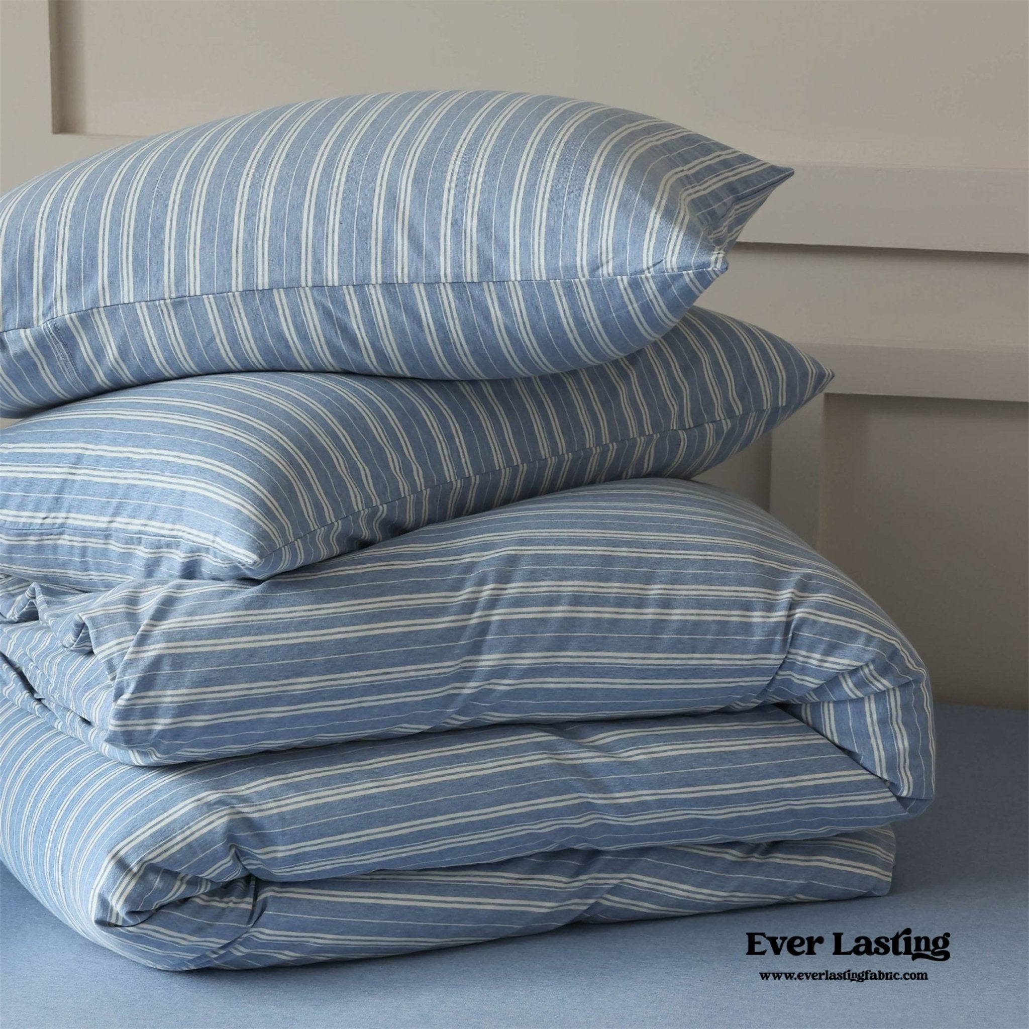 Leo Striped Jersey Knit Cotton Bedding Set / Green