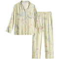 Lillian Lapel Collar & Button Front Floral Pajama Set / Long-Sleeve & Long-Pant