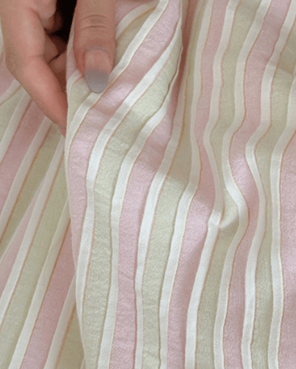Logan Modern Pleated Striped Bedding Set / Pink (Final Sale)