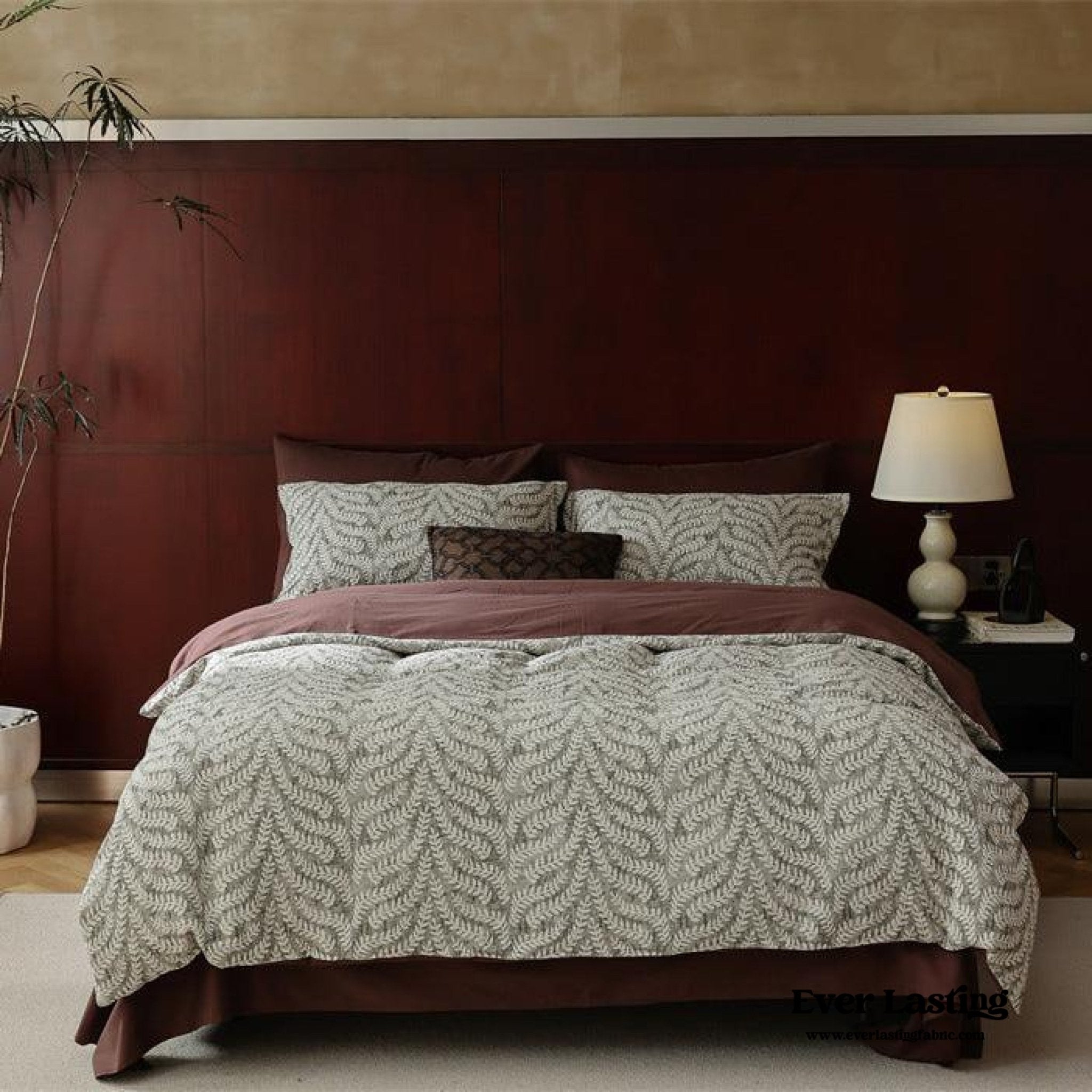 Lucien Silky Vintage Jacquard Bedding Set / Brown