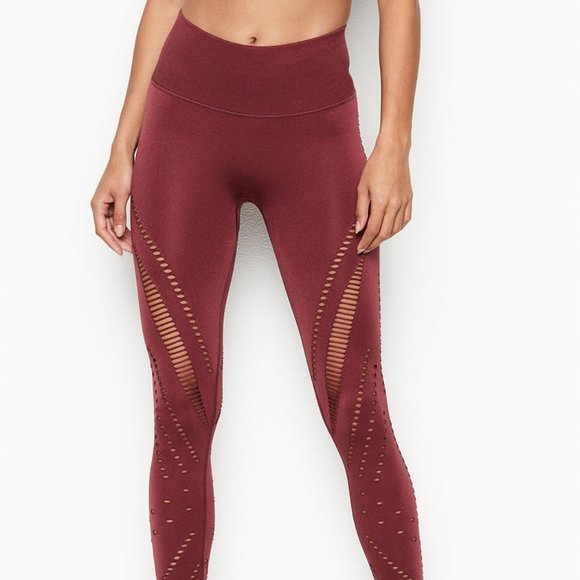 Victorias Secret Sport Seamless High Rise Red Currant Tights, Size XS