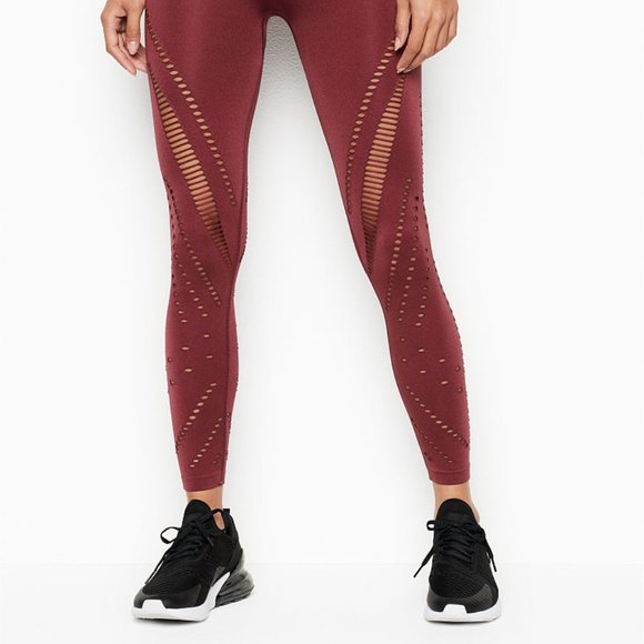Victorias Secret Sport Seamless High Rise Red Currant Tights, Size XS