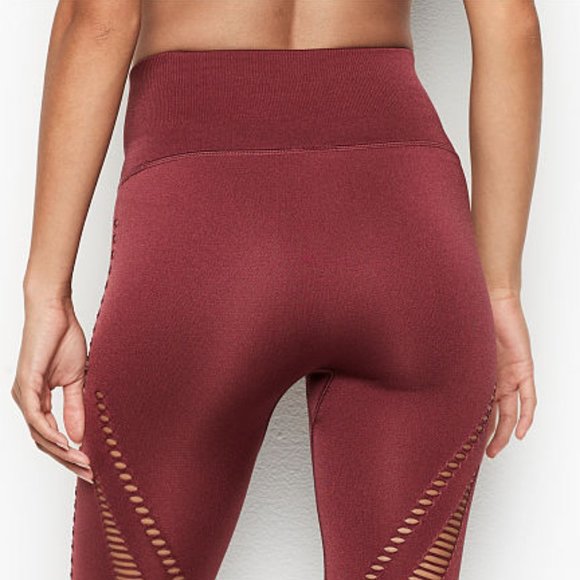Victorias Secret Sport Seamless High Rise Red Currant Tights, Size XS
