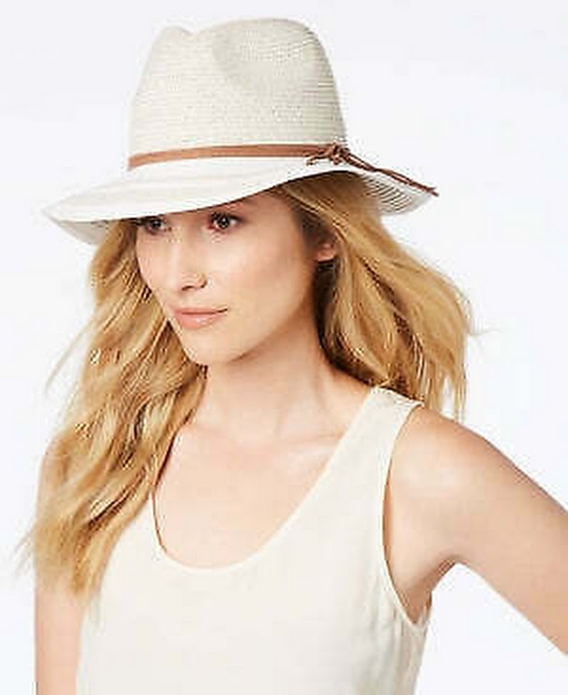 I.n.c. Striped-Brim Panama Hat,50 UV protection
