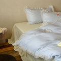 Mabel Lace Double Gauze Striped Bedding Set / Blue