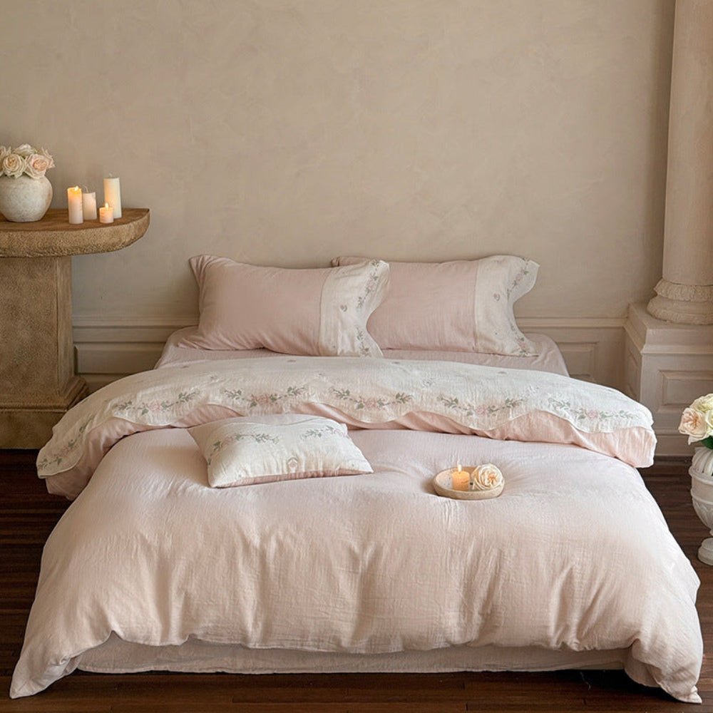Maeve Floral Double Gauze Bedding Set / Pink