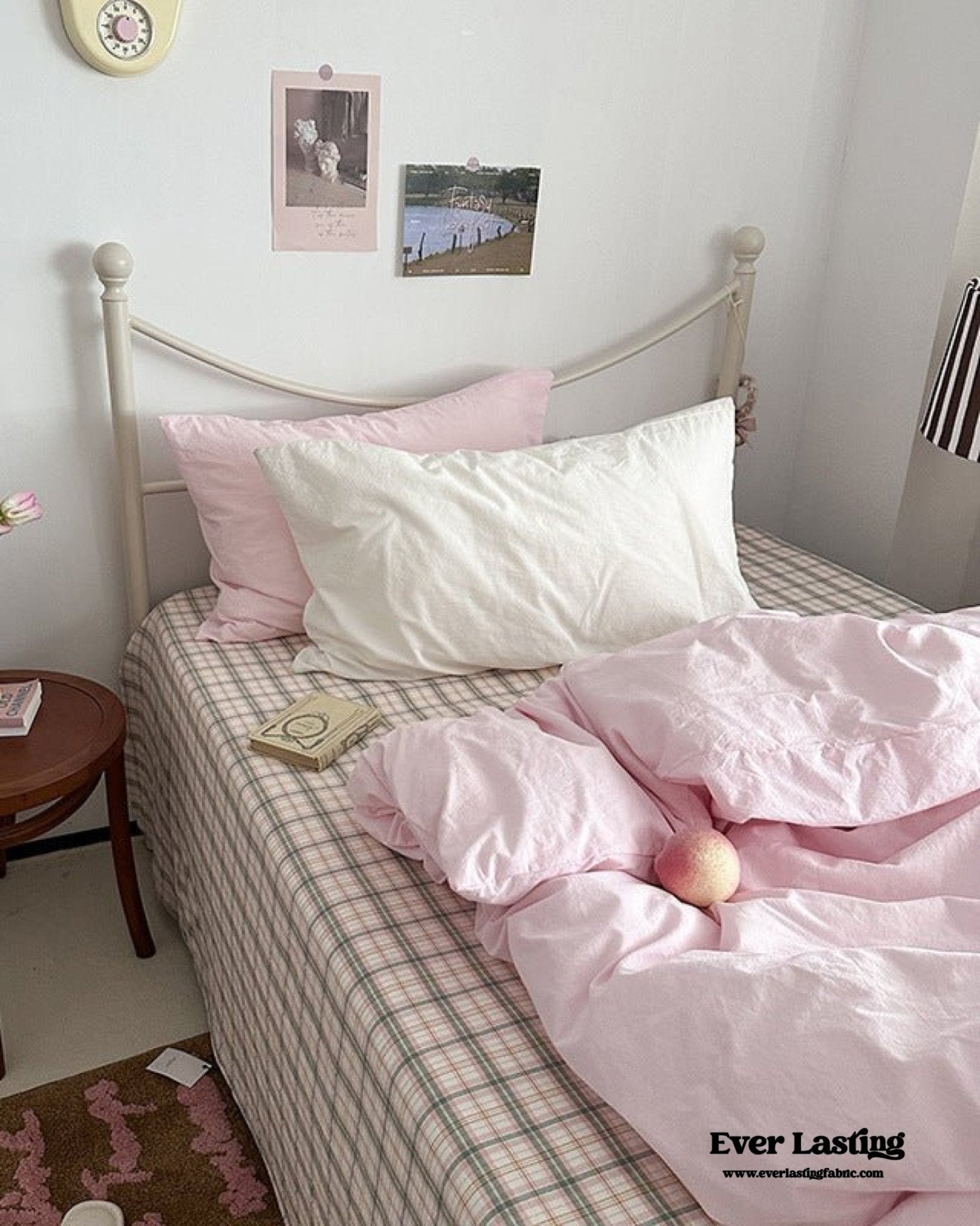 Maisie Soft Pink Plaid Bedding Set