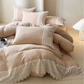 Margaux Lace Double Gauze Bedding Set / Beige Brown