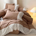 Margaux Lace Double Gauze Bedding Set / Chocolate Brown