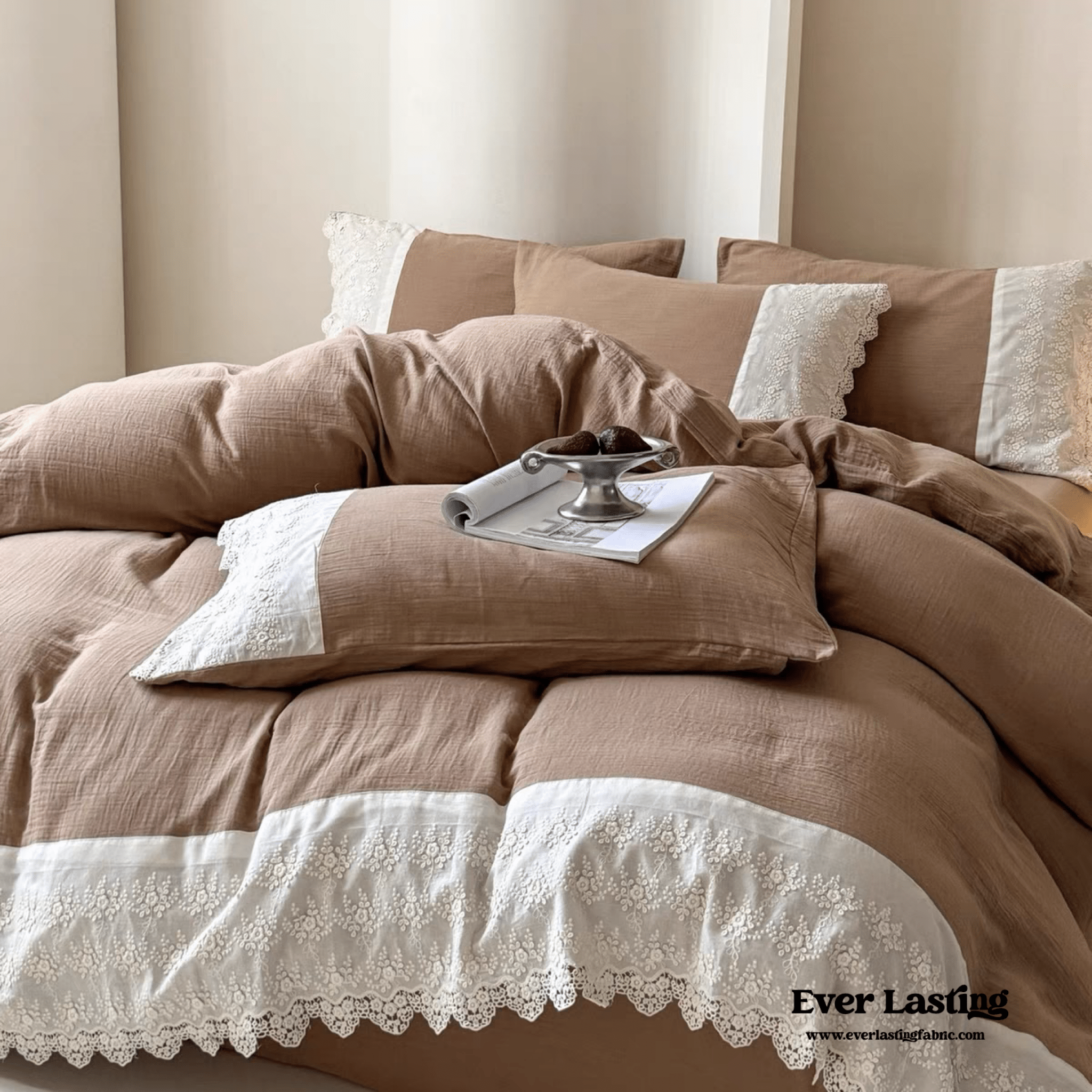Margaux Lace Double Gauze Bedding Set / Sage Green