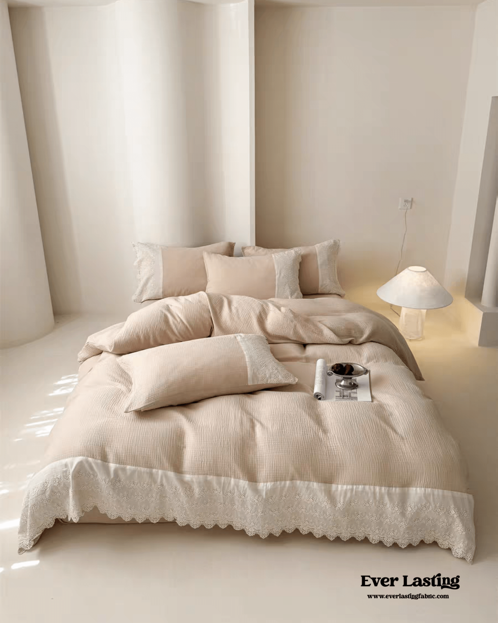Margaux Lace Double Gauze Bedding Set / Sage Green