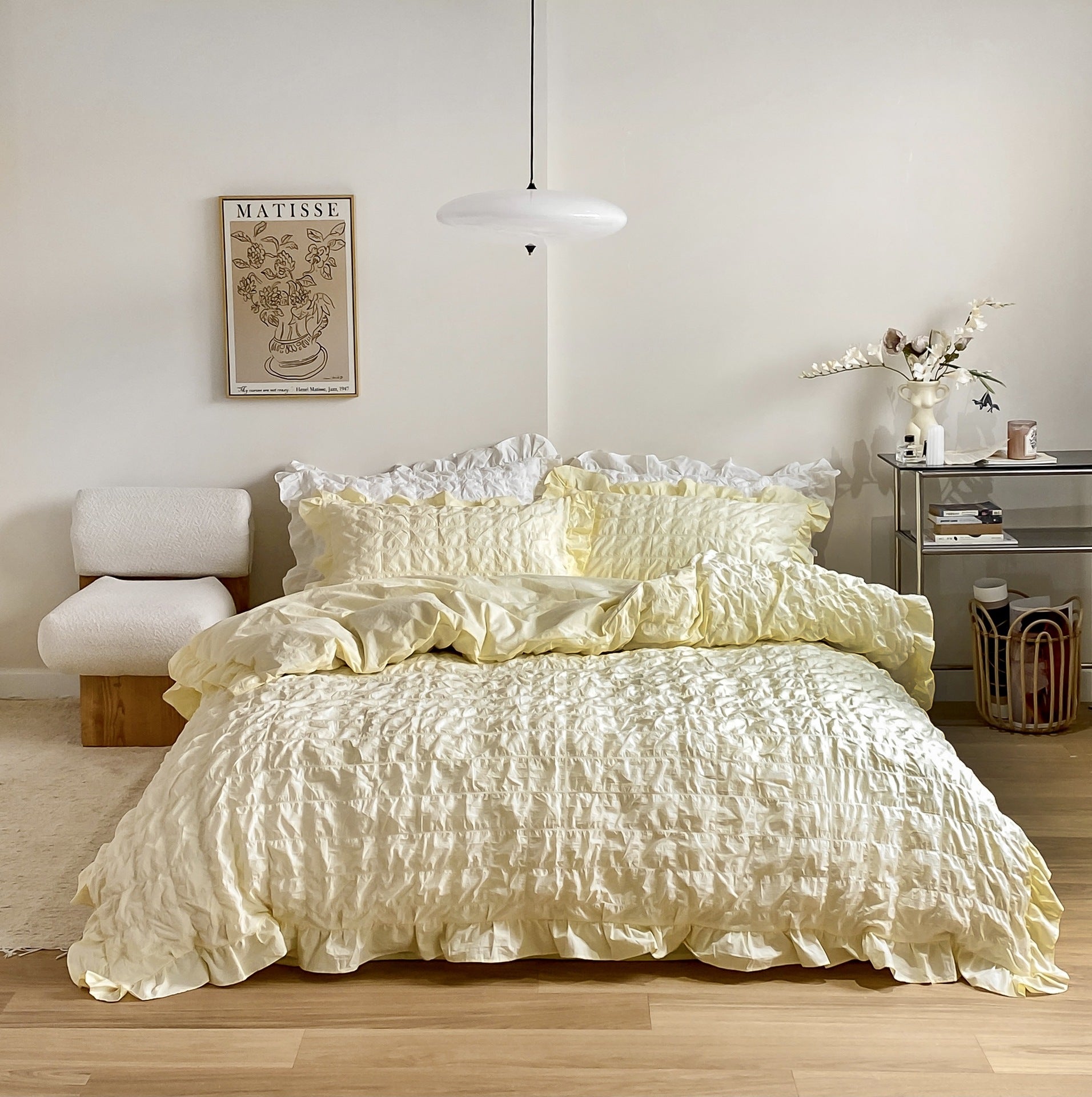 Marshmallow Puff Ruffle Bedding Set / Yellow