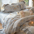 Millie Lace Ruffle Floral Bedding Set / Blue