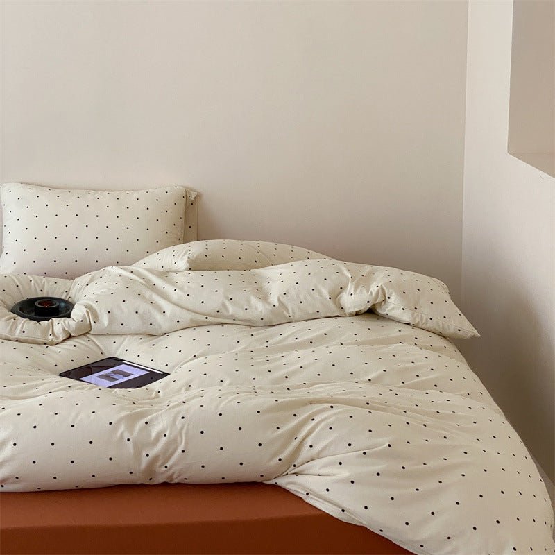 Mini Polka Dot Jersey Knit Bedding Set / Blue + Black