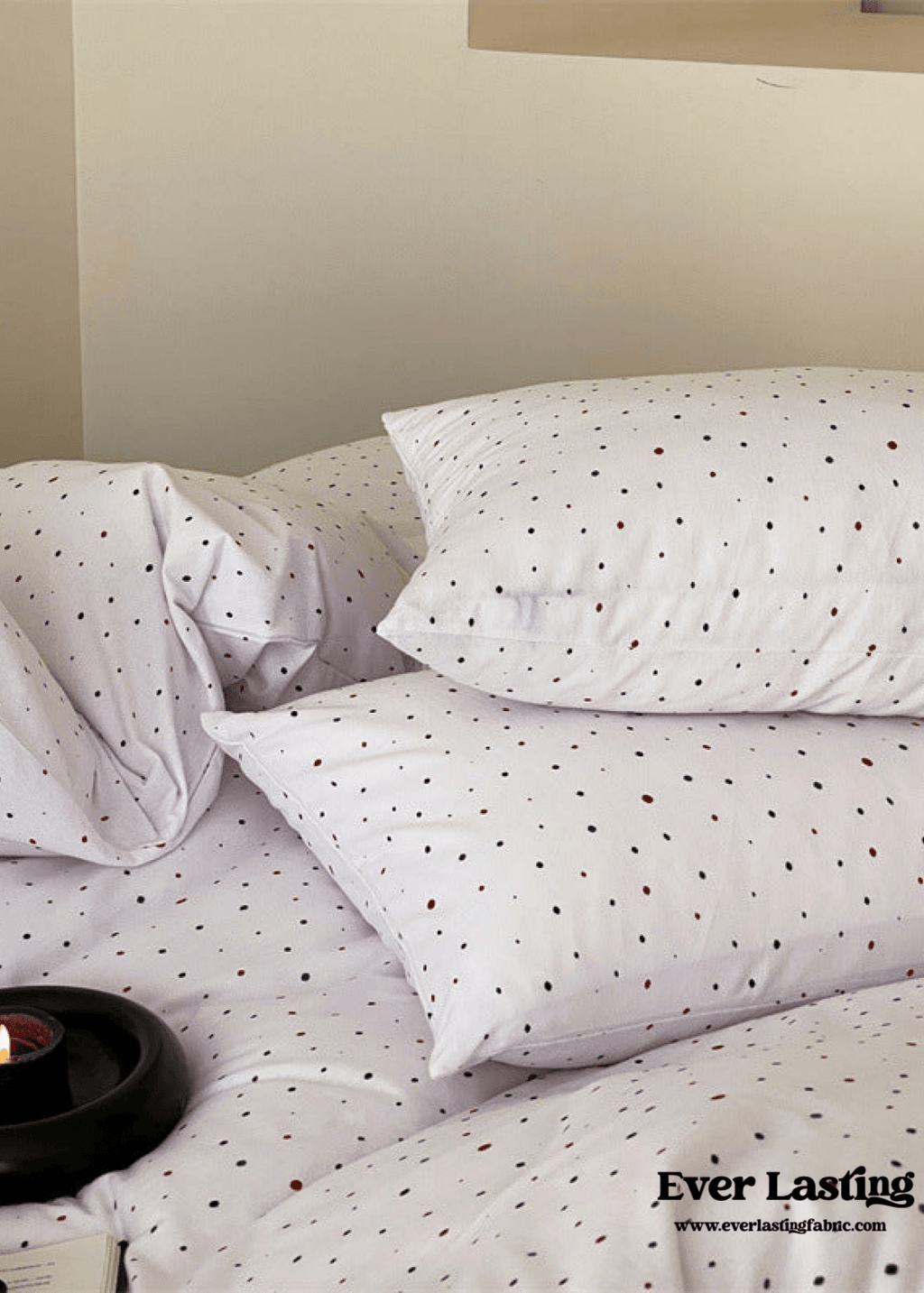 Mini Polka Dot Jersey Knit Bedding Set / White