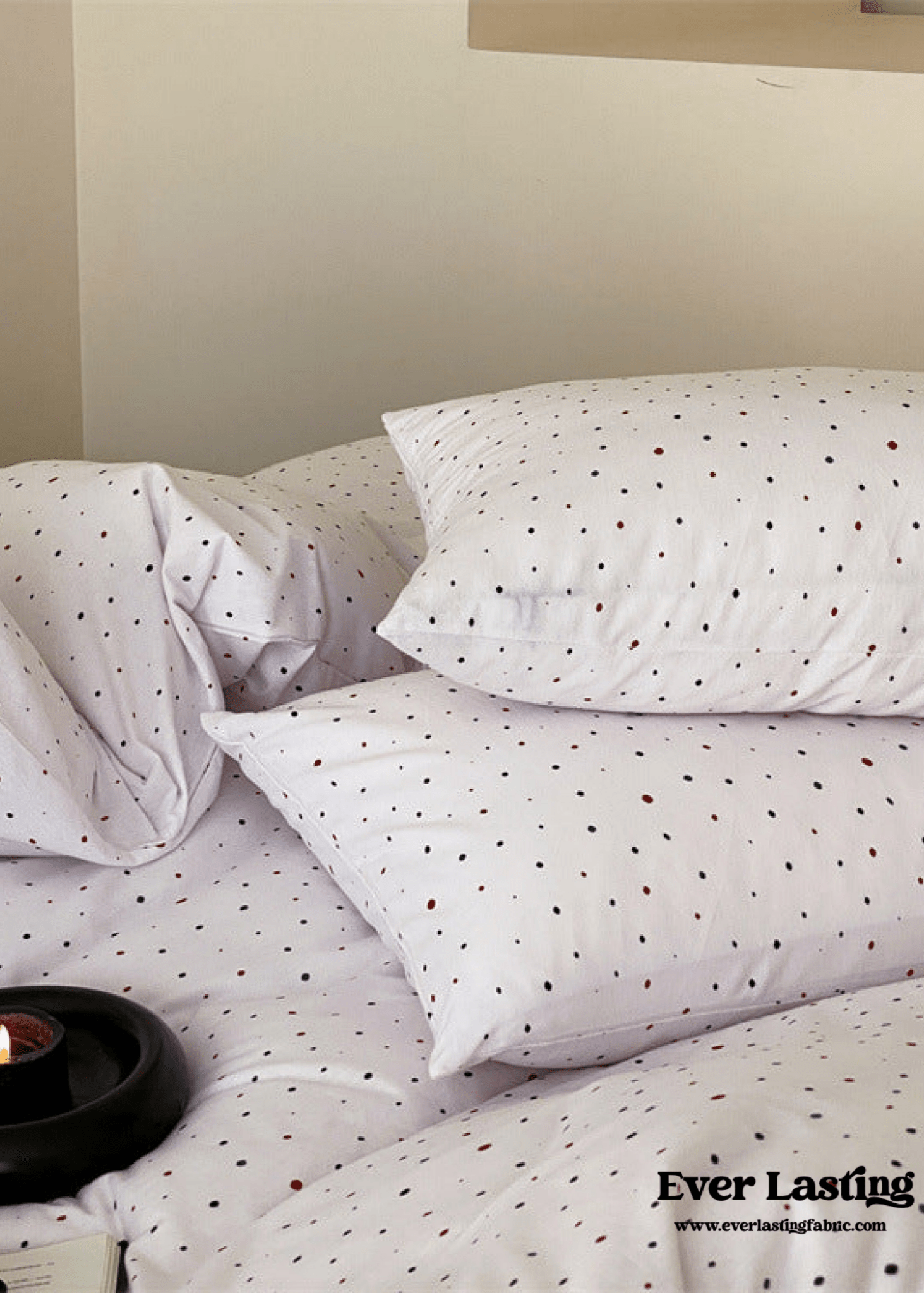 Mini Polka Dot Jersey Knit Bedding Set / White