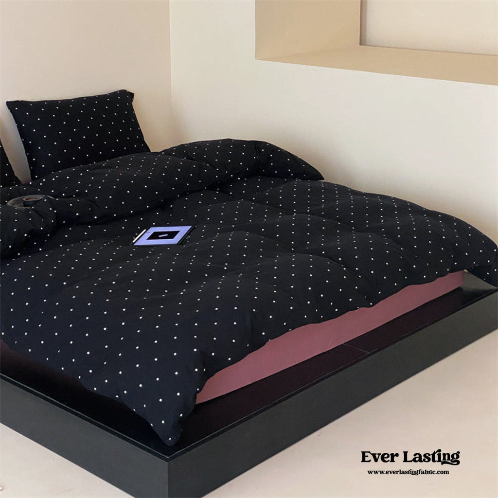 Mini Polka Dot Jersey Knit Bedding Set / White