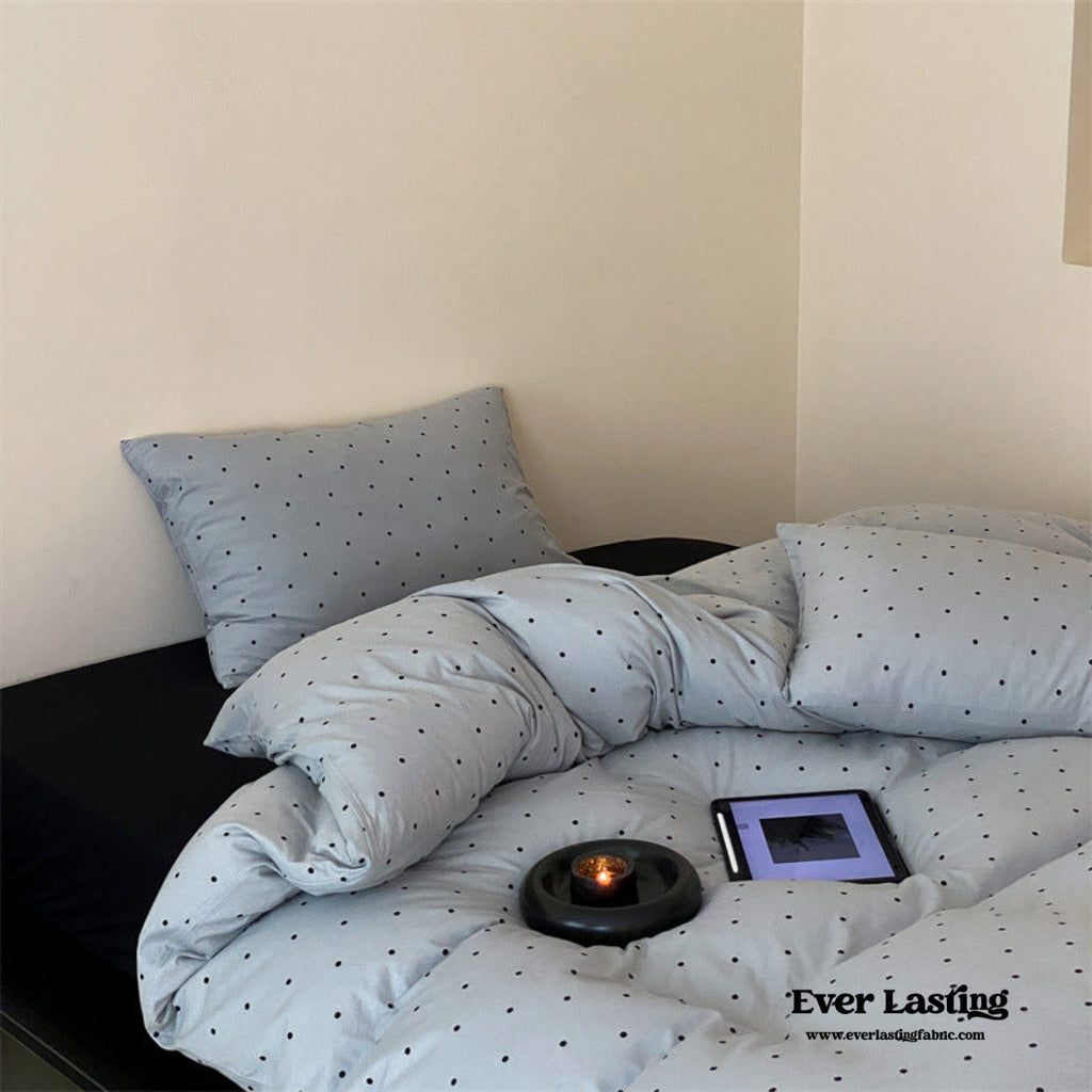 Mini Polka Dot Jersey Knit Bedding Set / White