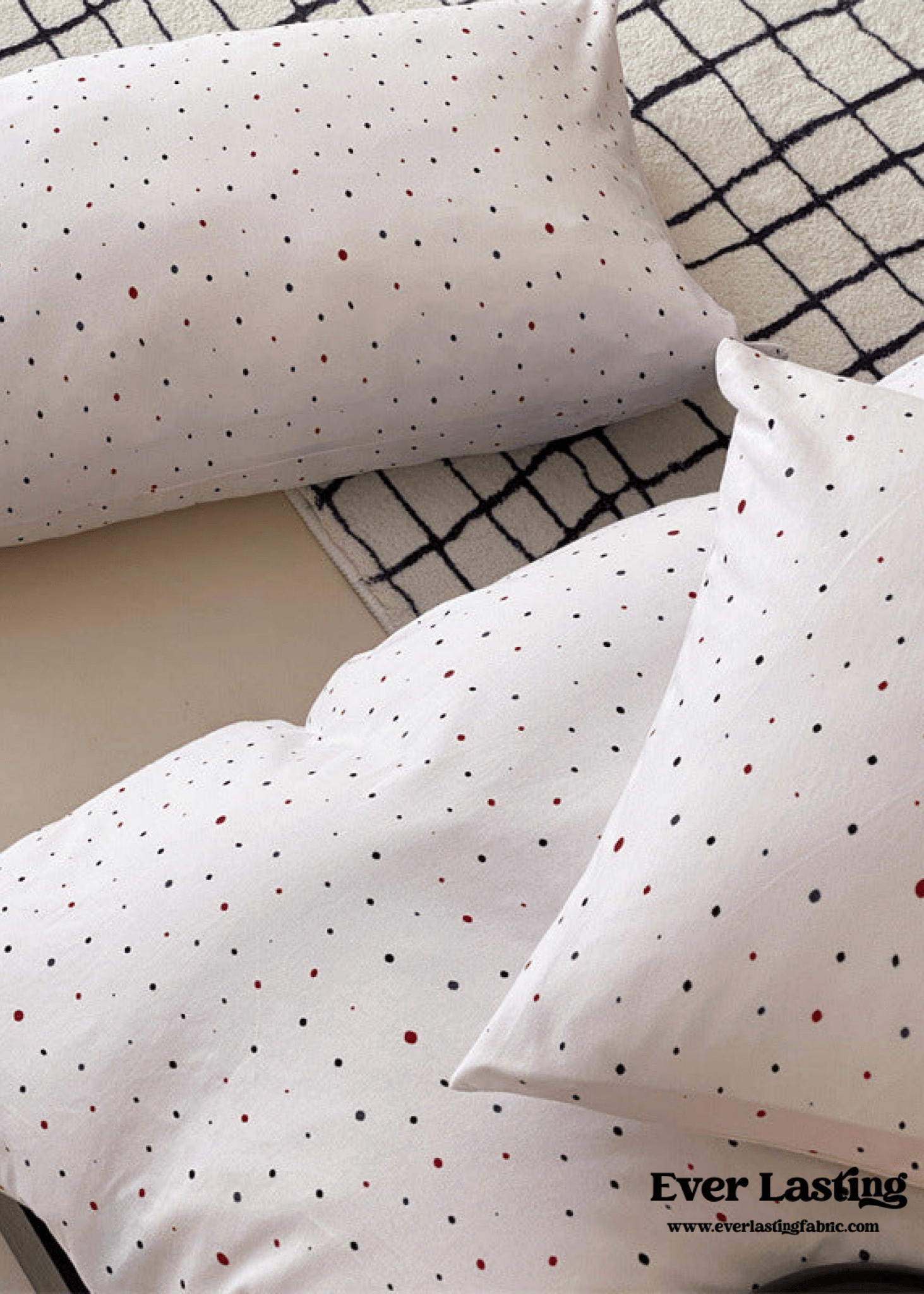 Mini Polka Dot Jersey Knit Bedding Set / White
