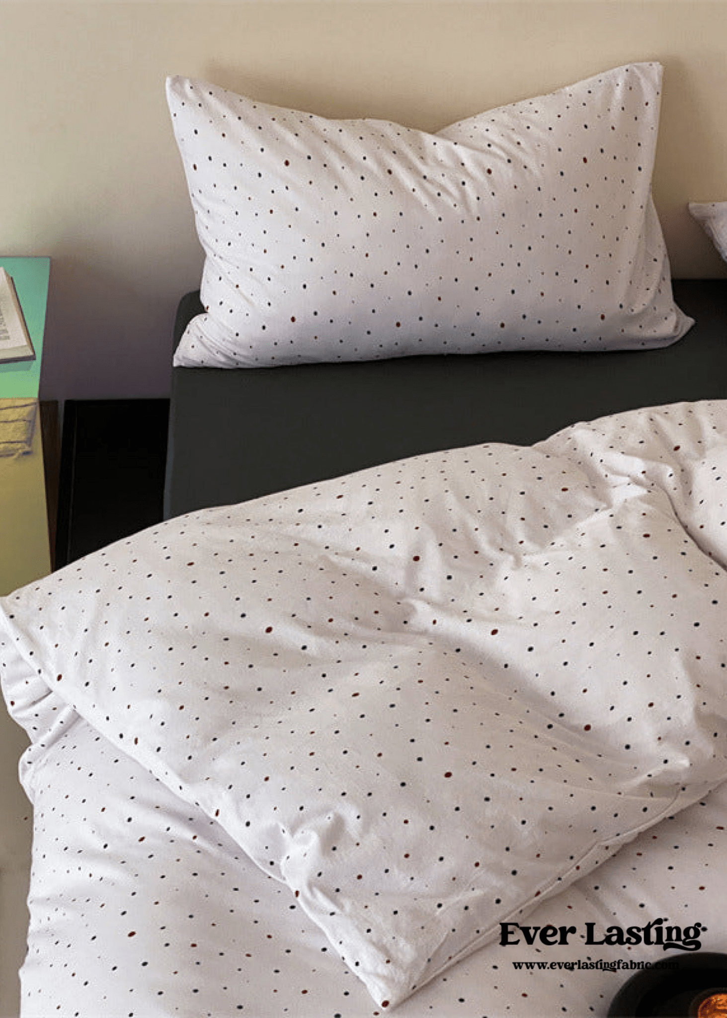 Mini Polka Dot Jersey Knit Bedding Set / White