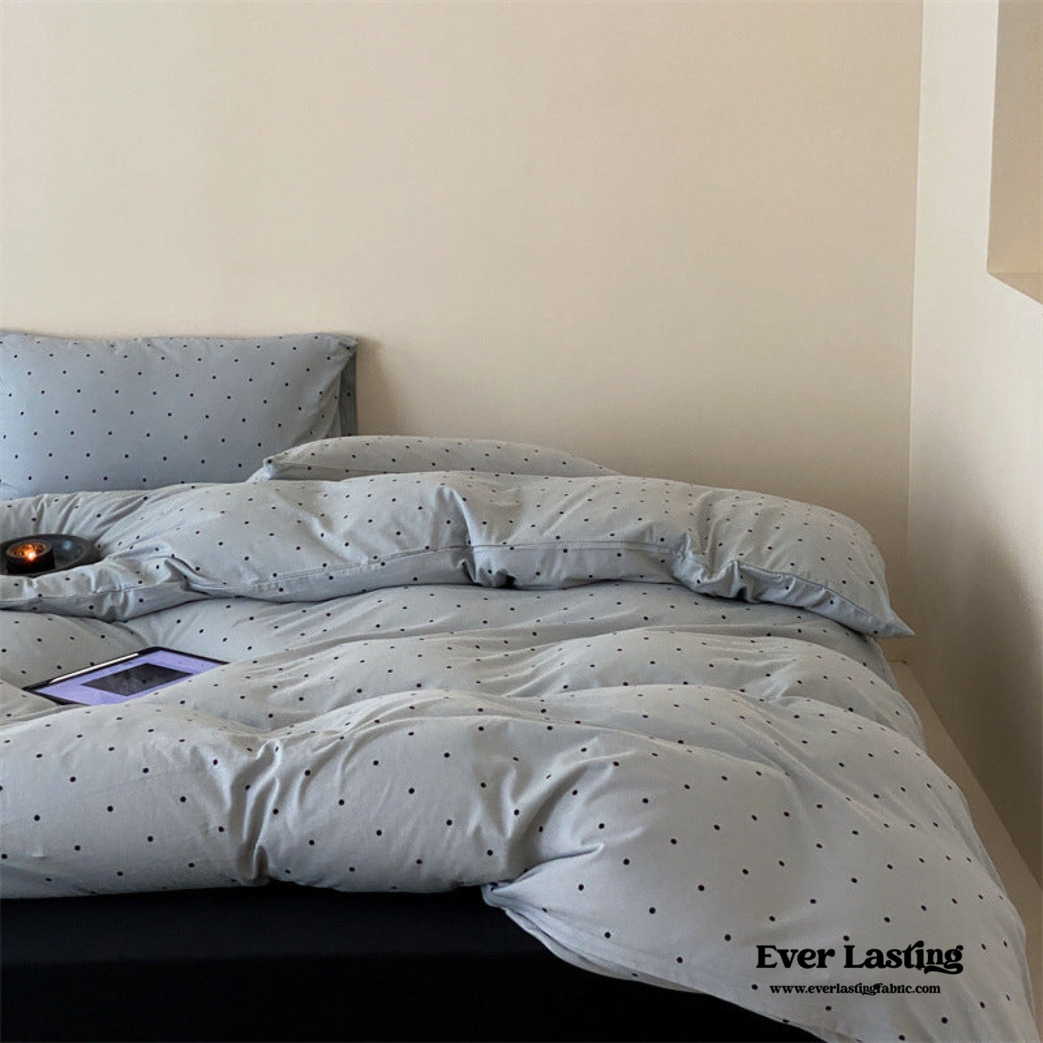 Mini Polka Dot Jersey Knit Bedding Set / White